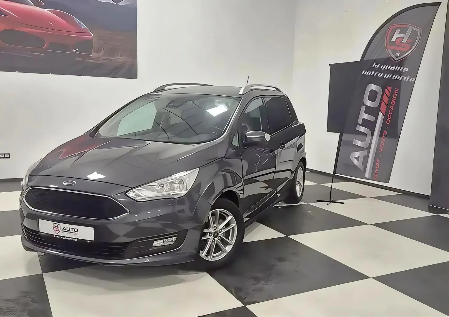 Ford C-Max 1.0 EcoBoost gris, 7 places, proposée par HS Auto à Bercheux